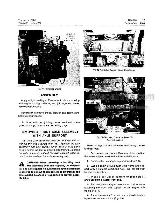 Photo 6 - John Deere 7600 7700 7800 Technical Repair Manual Tractor TM1500