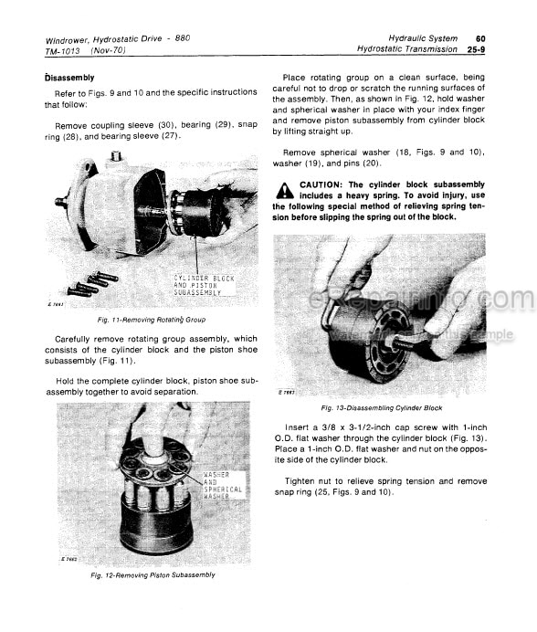 Photo 9 - John Deere 880 Technical Repair Manual Hydrostatic Drive Windrower TM1013