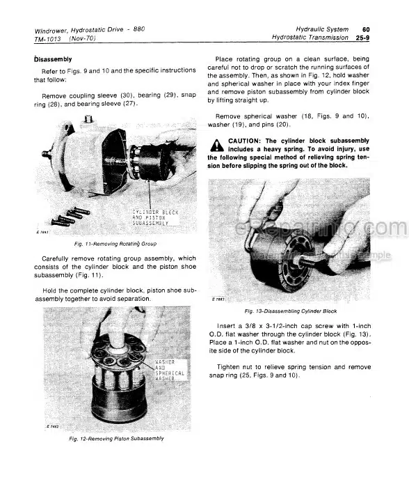 Photo 2 - John Deere 880 Technical Repair Manual Hydrostatic Drive Windrower TM1013