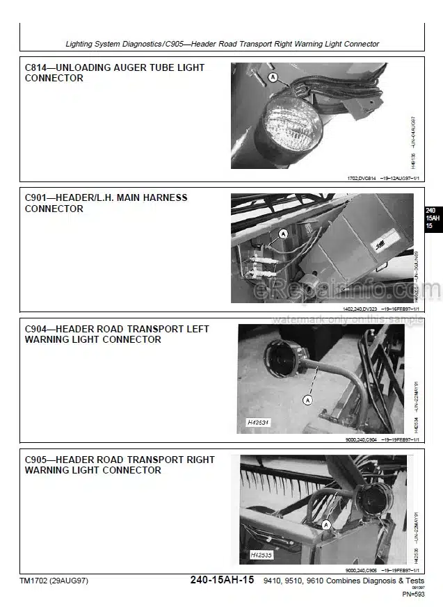Photo 6 - John Deere 9400 9500 9600 Side Hill Maximizer Diagnostic And Repair Technical Supplement Manual Combine TM1402