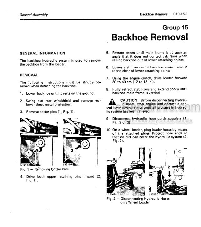 Photo 4 - John Deere 9505A 9605 9510A 9511 Technical Repair Manual Backhoe TM3233