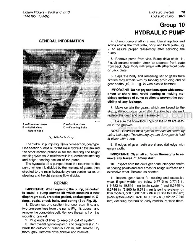 Photo 7 - John Deere 7450 7455 Technical Repair Manual Cotton Stripper TM1586