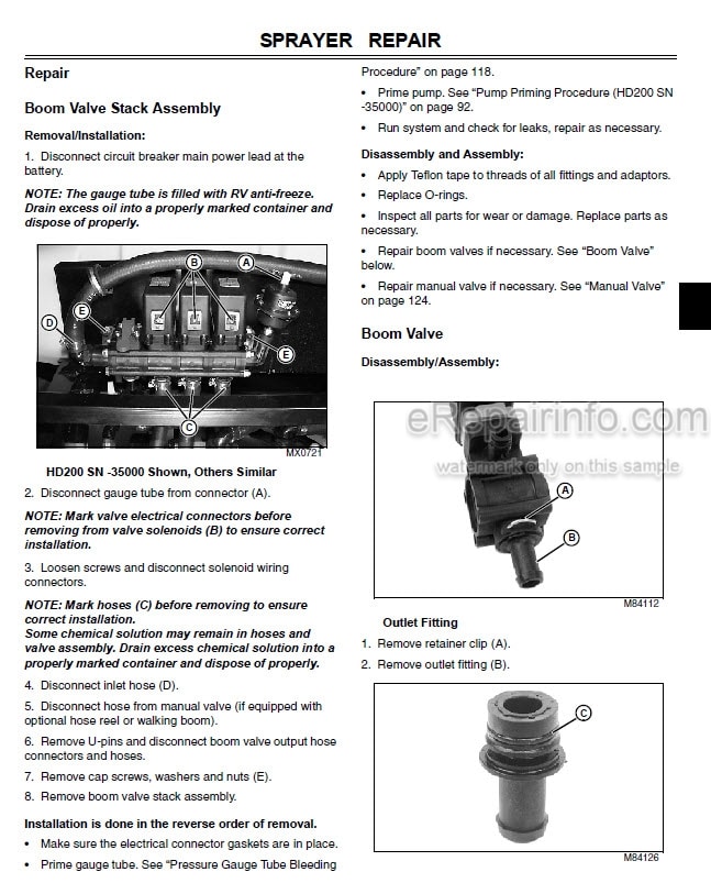 Photo 7 - John Deere HD200 HD300 Technical Repair Manual Sprayer Attachment For Pro Gator TM1829