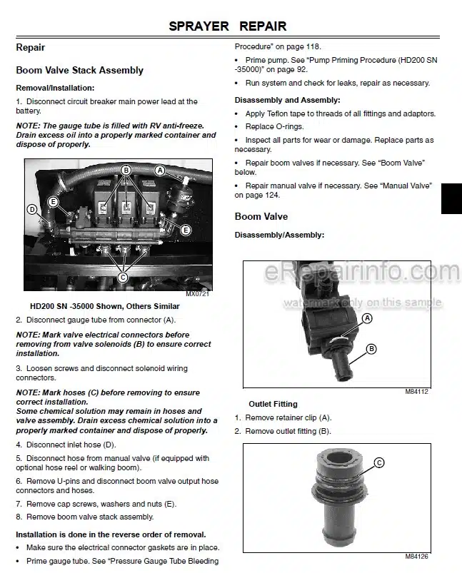 Photo 4 - John Deere HD200 HD300 Technical Repair Manual Sprayer Attachment For Pro Gator TM1829