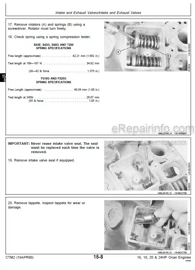 Photo 9 - John Deere Onan 16 18 20 24 HP Technical Manual Engine CTM2