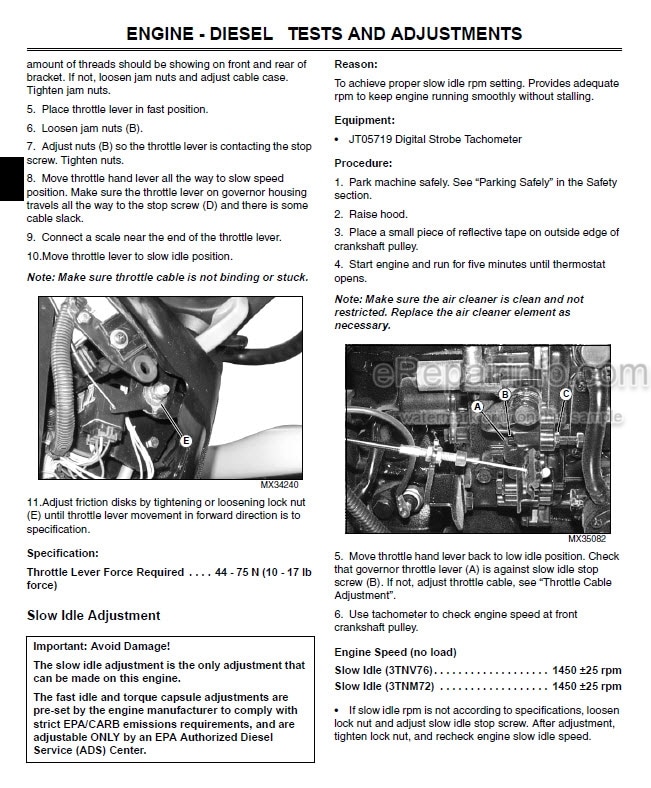 Photo 7 - John Deere Sabre 1438 To 1542 Technical Repair Manual Lawn Tractor TM-GX10238