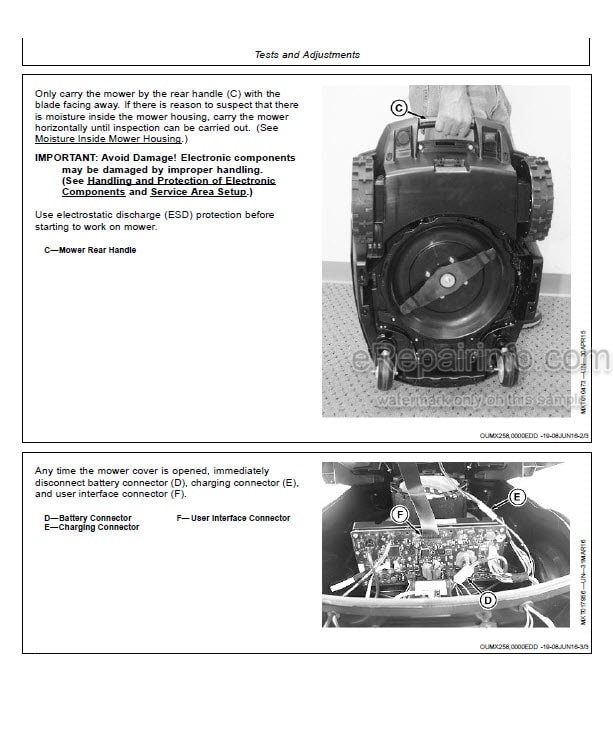 Photo 8 - John Deere Tango E5 MOWIT 500F Series II Technical Repair Manual Robotic Mower TM138919