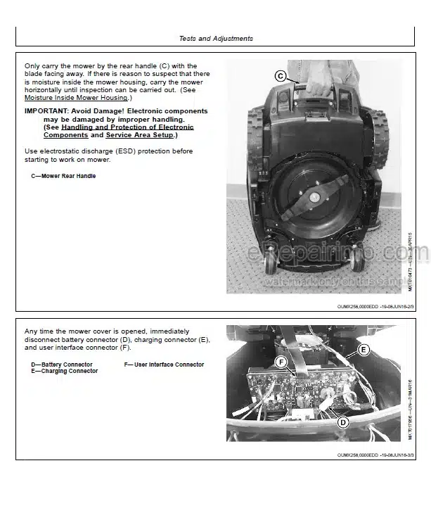 Photo 7 - John Deere Tango E5 MOWIT 500F Series II Technical Repair Manual Robotic Mower TM138919