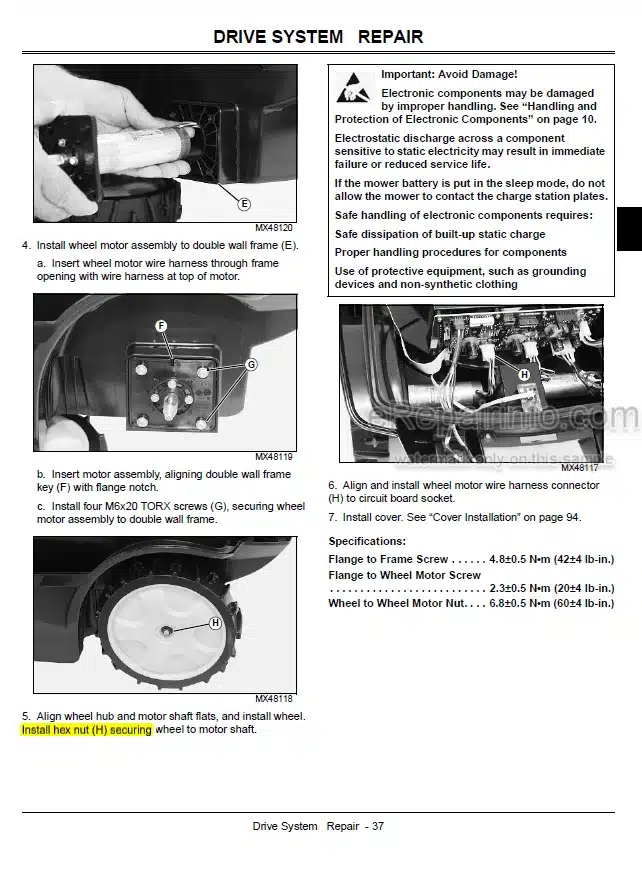Photo 7 - John Deere Tango E5 MOWIT 500F Series II Technical Repair Manual Robotic Mower TM138919