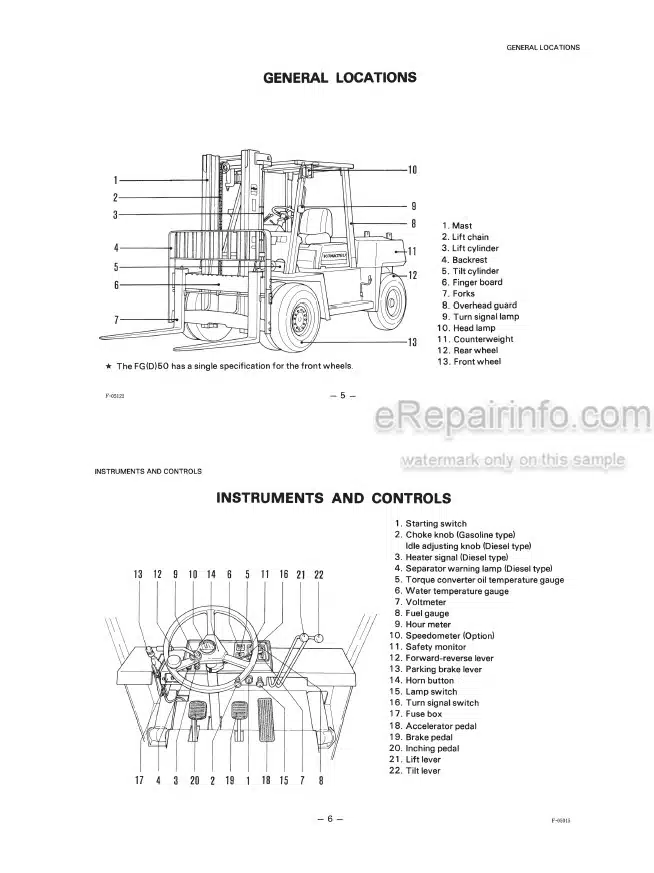 Photo 7 - Komatsu FG40Z-10 To FD50AU-10 Operation And Maintenance Manual Forklift Truck TEN00558-06