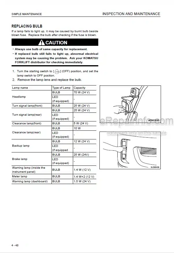 Photo 4 - Komatsu FH35-1 FH40-1 FH45-1 FH50-1 Operation And Maintenance Manual Forklift Truck TEN00716-03