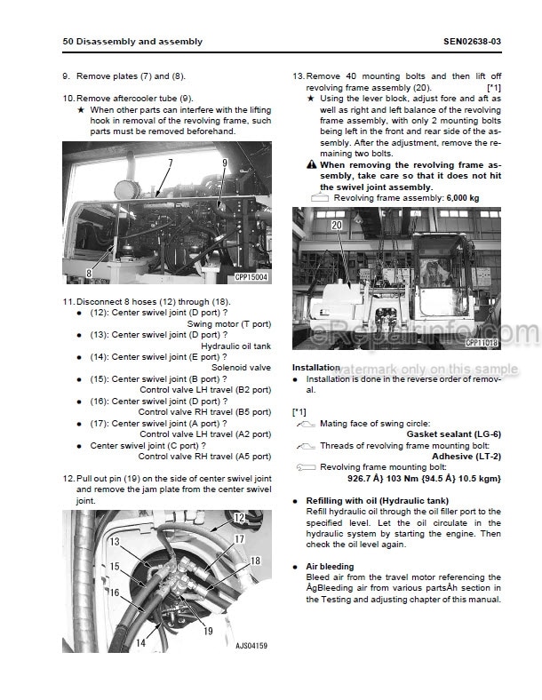 Photo 6 - Komatsu PC300LC-5 PC400LC-5 Shop Manual Excavator CEBM207041 SN A30001- A40001-