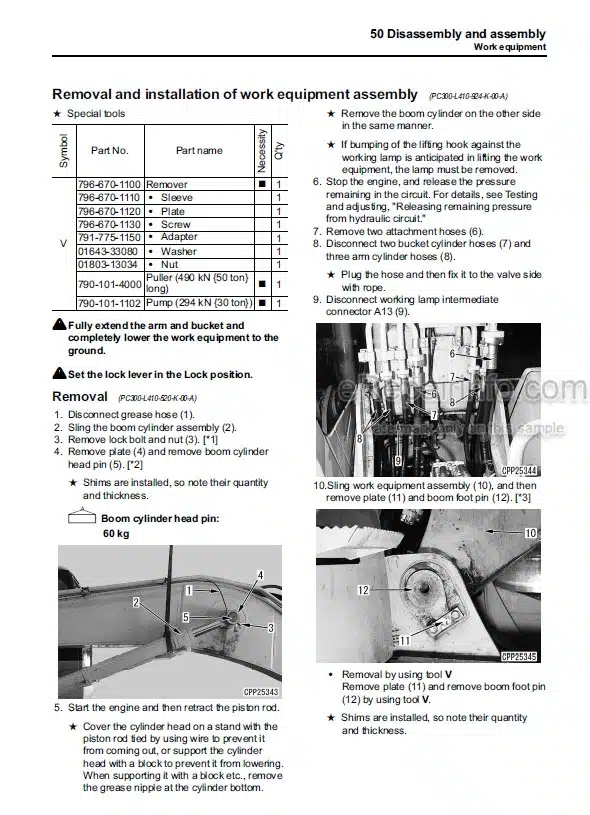 Photo 6 - Komatsu PC400-1 PC400LC-1 Shop Manual Hydraulic Excavator SEBM0208A03 SN 10001- 10124-