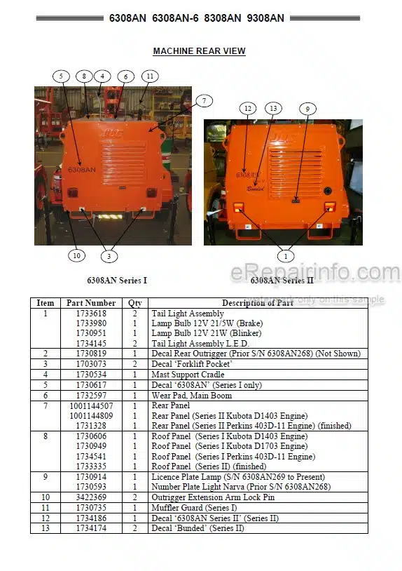 Photo 6 - JLG 6308AN Service And Maintenance Parts Manual Lighting Tower 1730961
