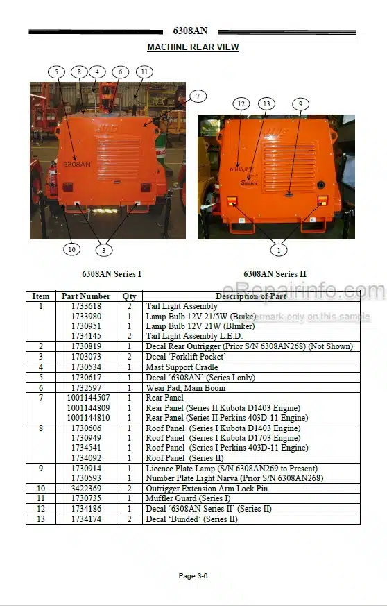 Photo 1 - JLG 6308AN Service And Maintenance Parts Manual Lighting Tower 1730961