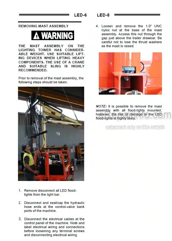 Photo 7 - JLG 6308AN Service And Maintenance Parts Manual Lighting Tower 1730961