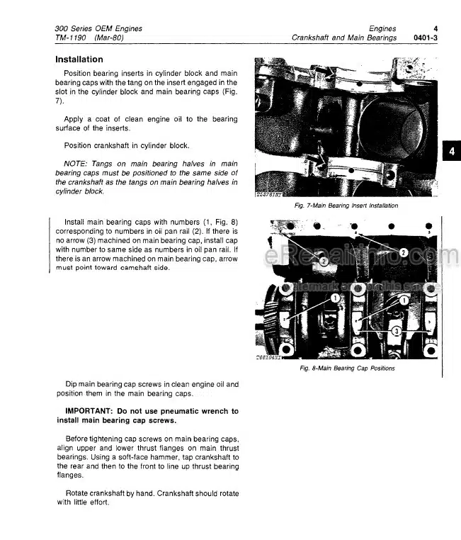 Photo 1 - John Deere 300 Series OEM Technical Manual Engine TM1190