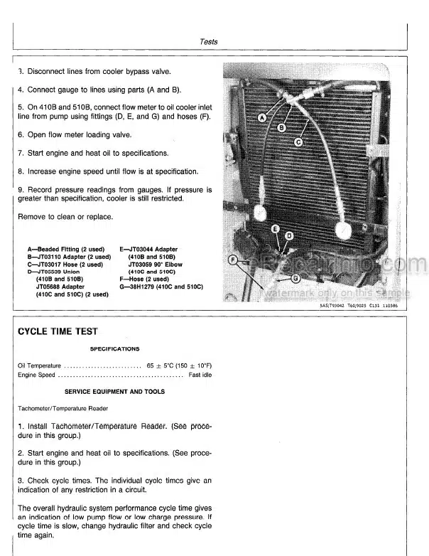 Photo 10 - John Deere 410B 410C 510B 510C Operation And Tests Technical Manual Backhoe Loader TM1468