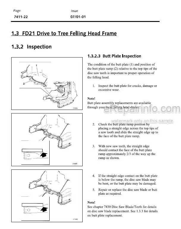 Photo 1 - John Deere FD Series Technical Manual Drive To Tree Disc Saw Head TMF381707