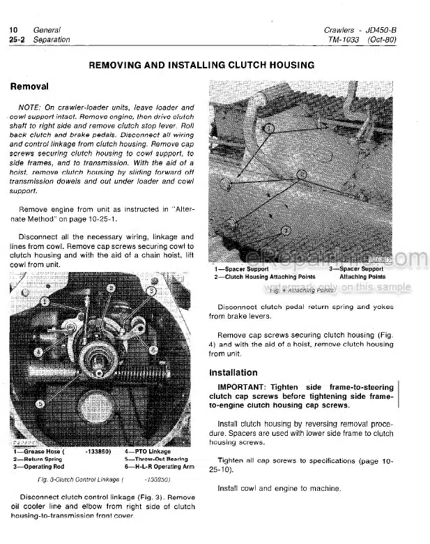Photo 2 - John Deere JD450B Technical Manual Crawler Loader TM1033