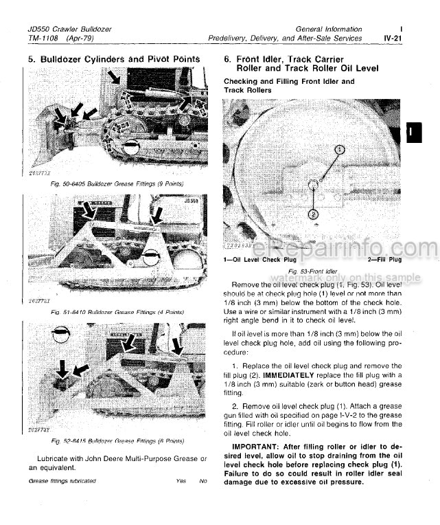 Photo 12 - John Deere JD550 Technical Manual Crawler Bulldozer TM1108