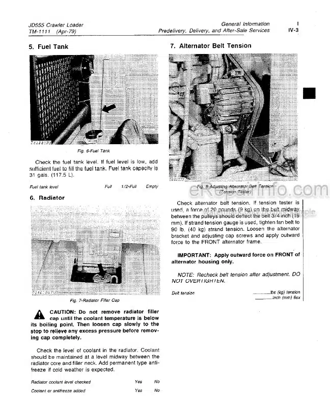 Photo 4 - John Deere JD555 Technical Manual Crawler Loader TM1111