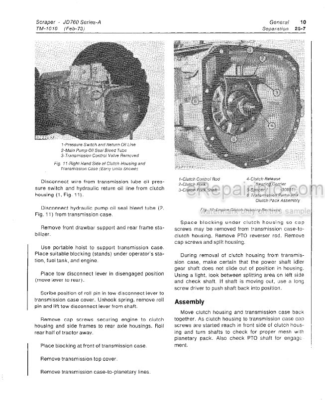 Photo 2 - John Deere JD760 Series A Technical Manual Scraper TM1018