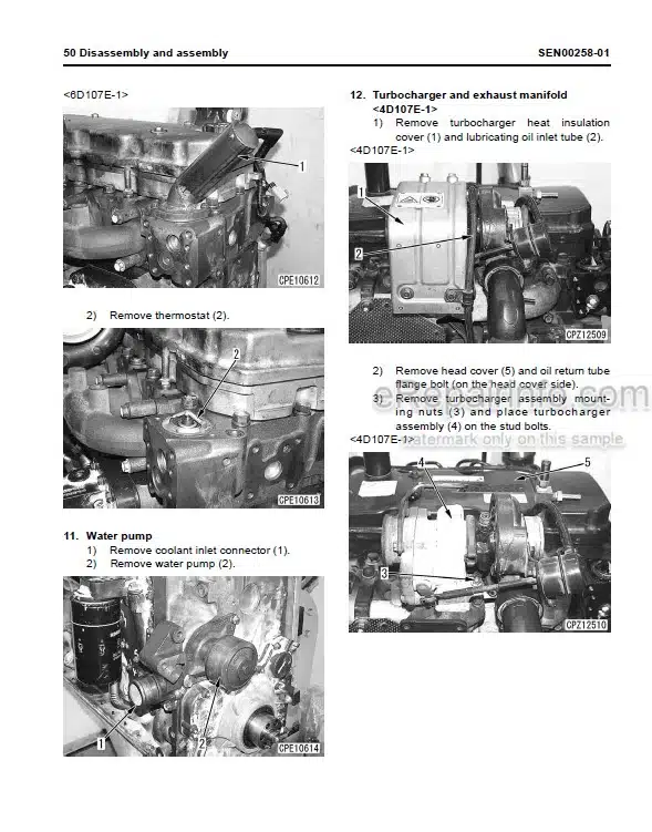Photo 7 - Komatsu 102-1 102-2 Series Shop Manual Diesel Engine YEBM200101
