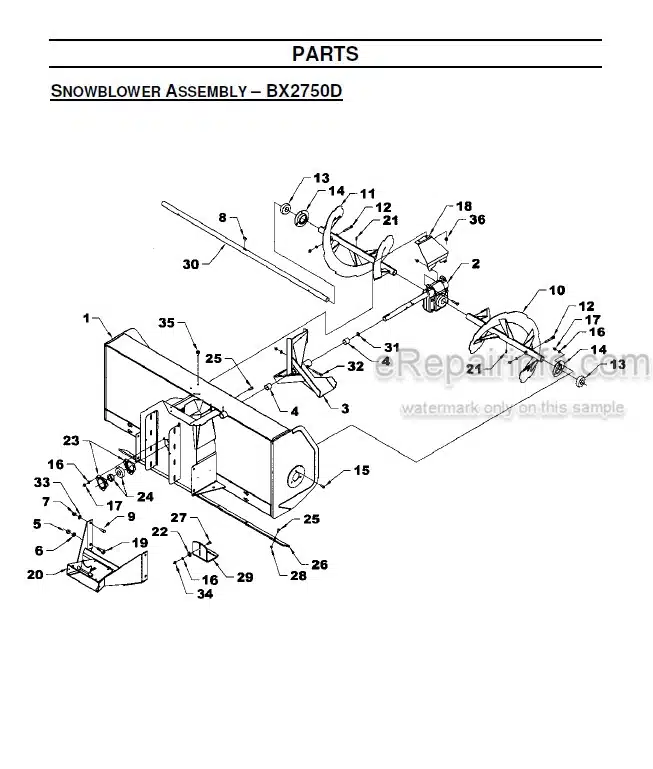Photo 9 - Kubota 50 Operators And Parts Manual Snowblower For BX To B2920 Tractor 77700-00663