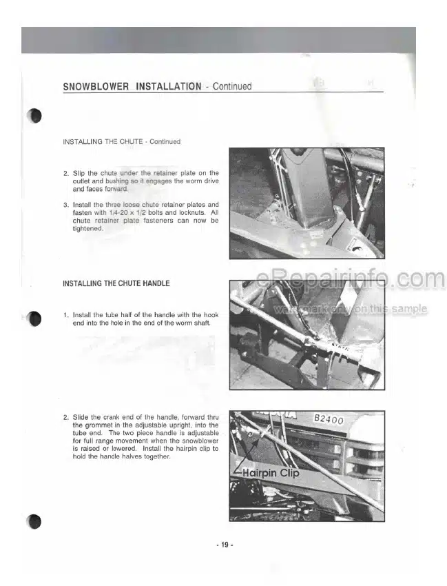 Photo 6 - Kubota B2550 Operators And Parts Manual 50 Two Stage Snowblower