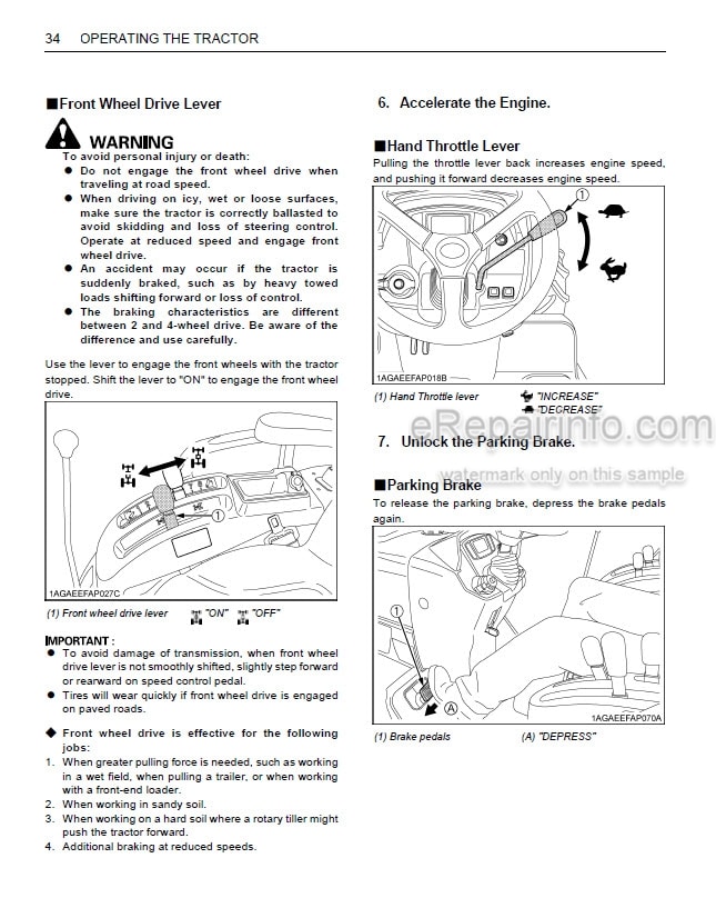 Photo 6 - Kubota B4672A BL4690A Operators And Parts Manual Backhoe 70000-73822