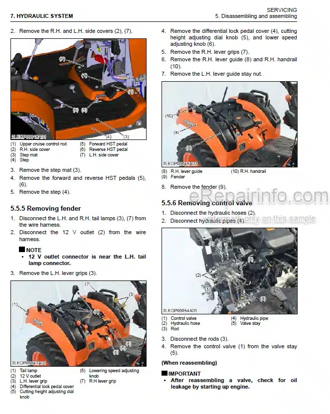 Photo 6 - Kubota BX1780 To LA243A Workshop Manual Tractor Mower Front Loader