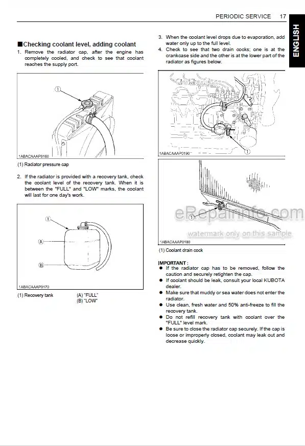 Photo 6 - Kubota BH75 Operators Manual Backhoe 7K501-79914