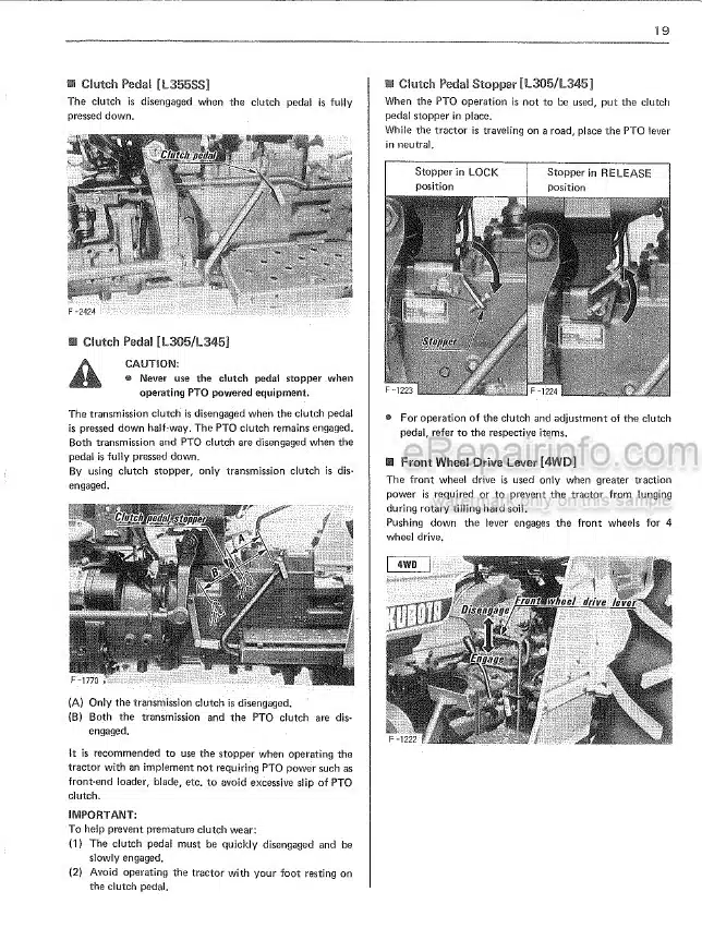 Photo 3 - Kubota L305 L345 L355SS Operators Manual Tractor 35370-19716