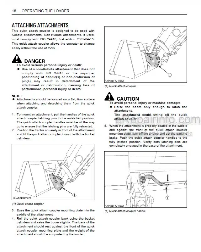 Photo 6 - Kubota LA434 Operators Manual Front Loader 7J061-6912-1