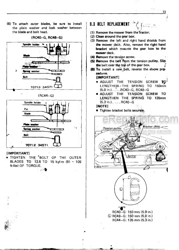 Photo 1 - Kubota RC40-G RC44-G RC48-G Operators Manual Rotary Mower
