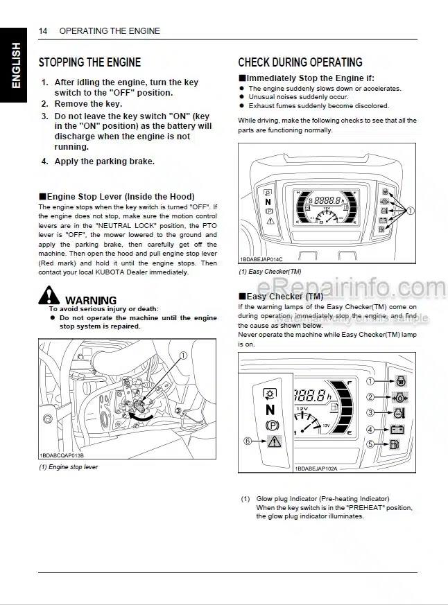 Photo 1 - Kubota ZD1211 ZD1211R ZD1211L ZD1211RL Operators Manual Zero Turn Mower K3441-7125-5