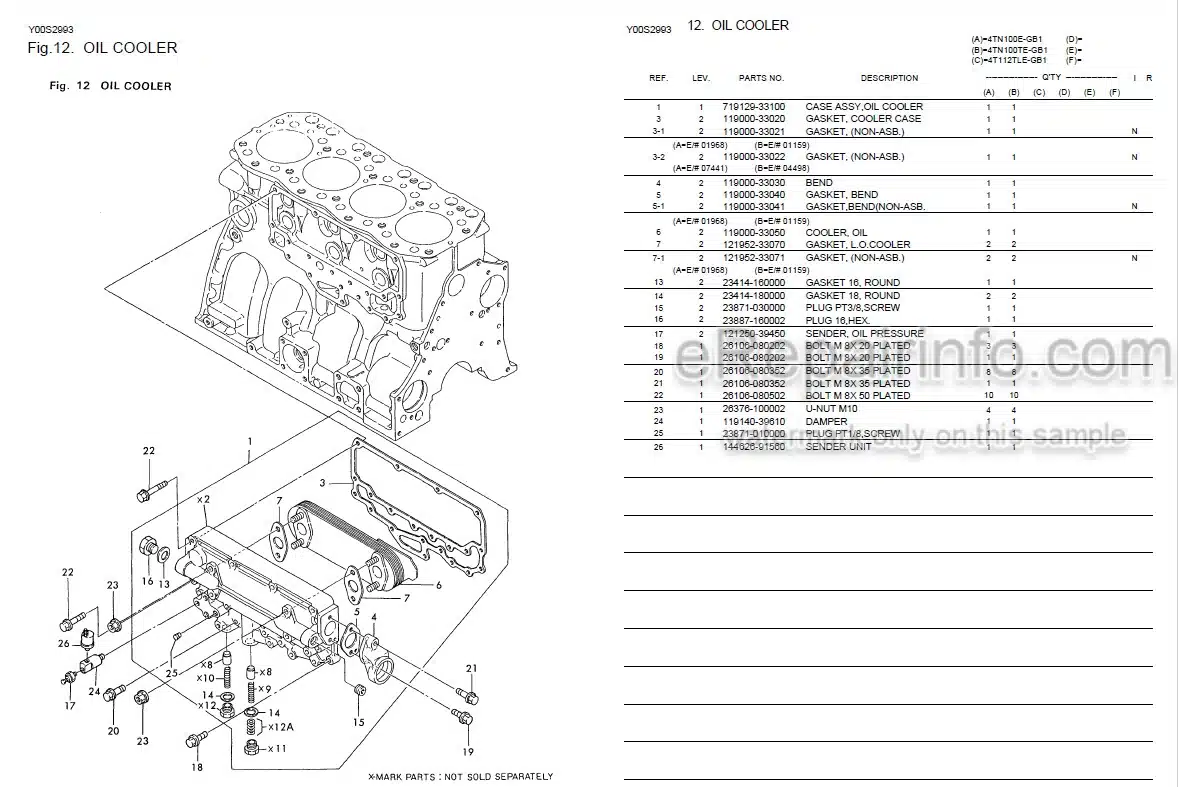 Photo 5 - Yanmar 4TN100L-RB Parts Catalog Engine Y00B4661