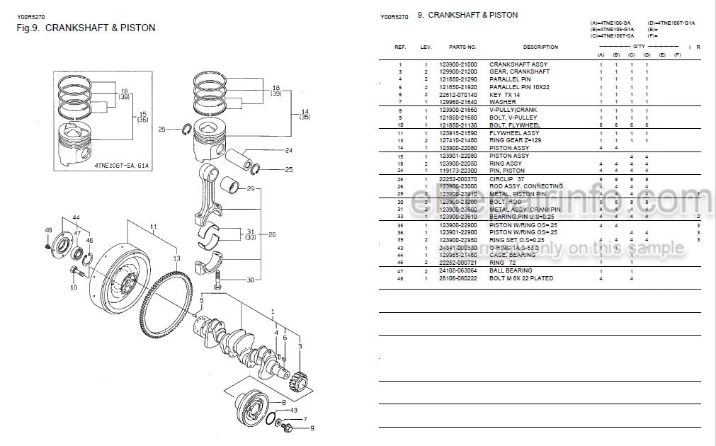 Photo 5 - Yanmar 4TNV84-GGE Parts Catalog Engine Y00R6210