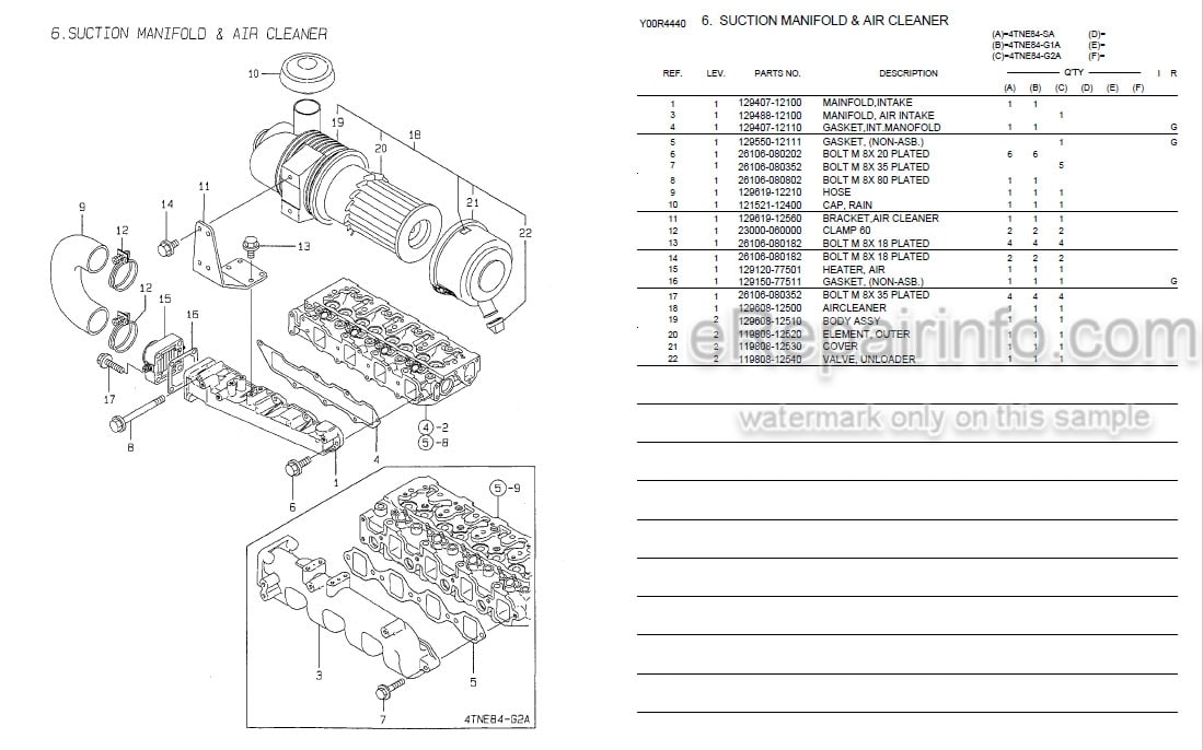 Photo 5 - Yanmar 4TNE84T-BS Parts Catalog Engine Y00B6190