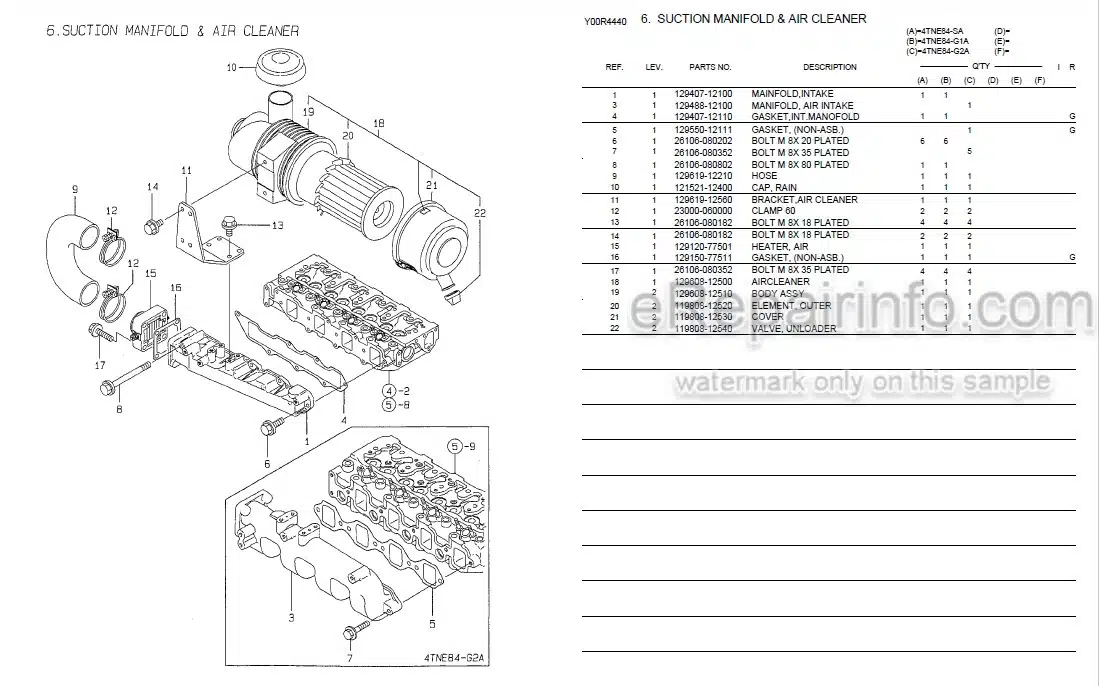 Photo 6 - Yanmar 4TNC88L-RB Parts Catalog Engine Y00B4721