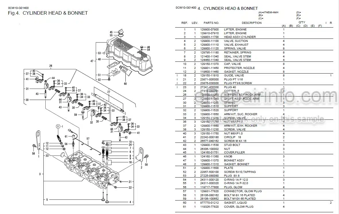 Photo 6 - Yanmar 4TNE98-G1A Parts Catalog Engine 0CR10-G45800