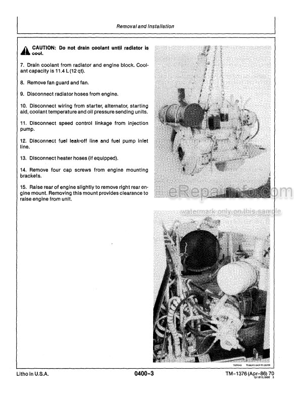 Photo 11 - John Deere 70 Repair Operation And Tests Technical Manual Excavator TM1376