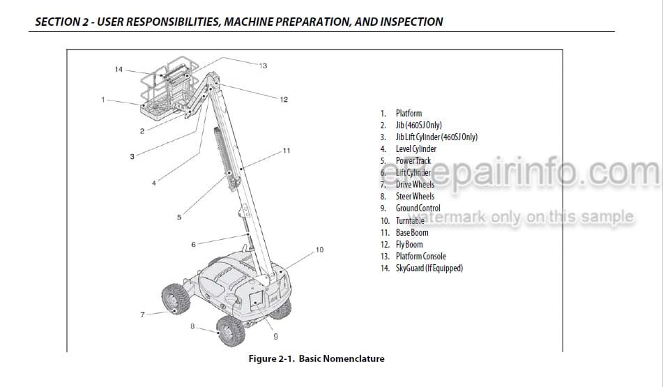 Photo 9 - JLG 400S 460SJ Operation And Safety Manual Boom Lift SN2