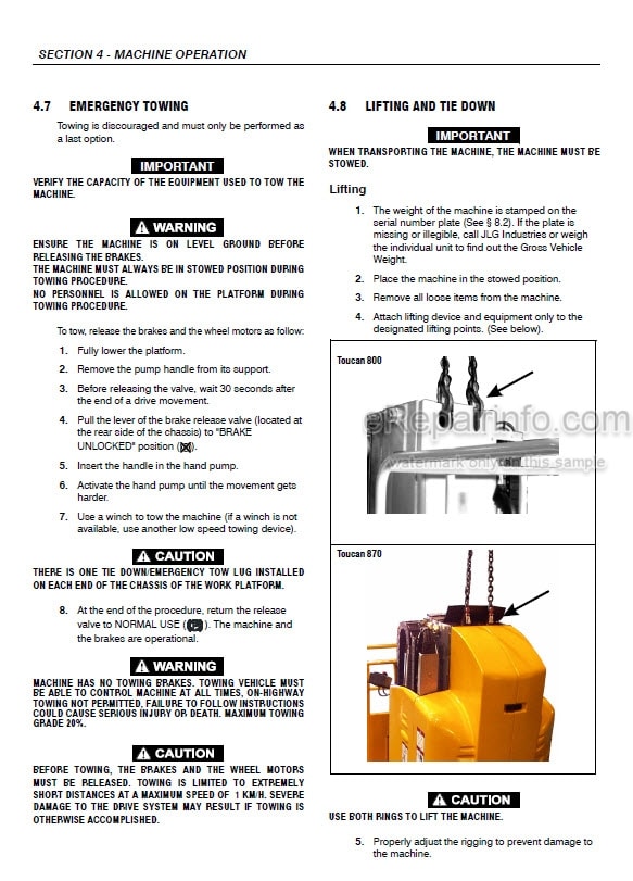 Photo 11 - JLG Toucan 800 870 Operation And Safety Manual Mast Boom Lift