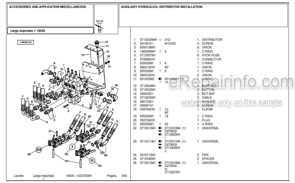 Photo 6 - Landini 19000 Parts Catalog Tractor 1637231M1