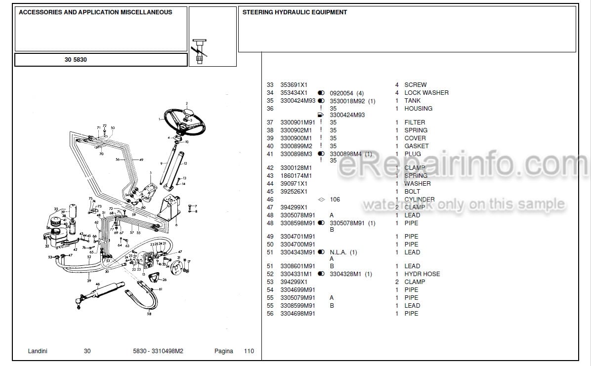 Photo 13 - Landini 5830 Parts Catalog Tractor 3310498M2