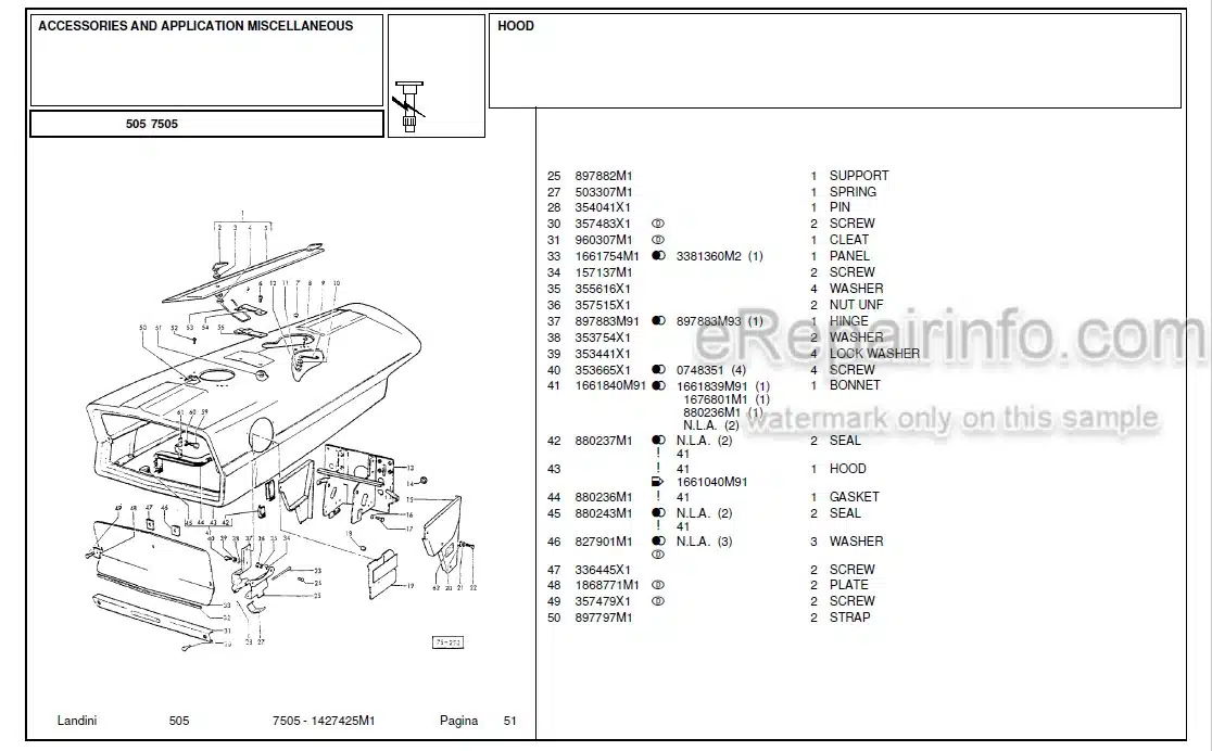Photo 9 - Landini 7505 Parts Catalog Tractor 1427425M1