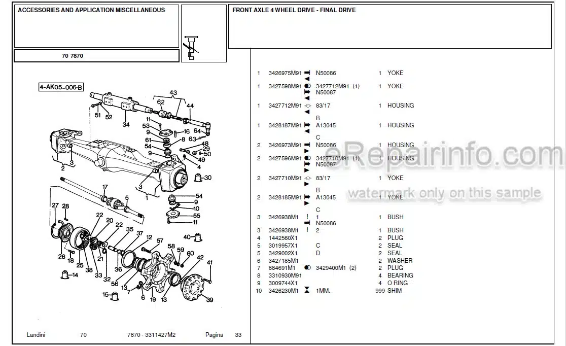 Photo 6 - Landini 7860 7860HC Parts Catalog Tractor