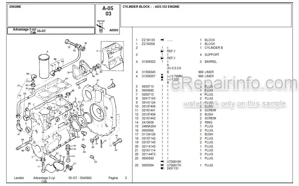 Photo 4 - Landini Advantage 55GT Parts Catalog Tractor 3540962